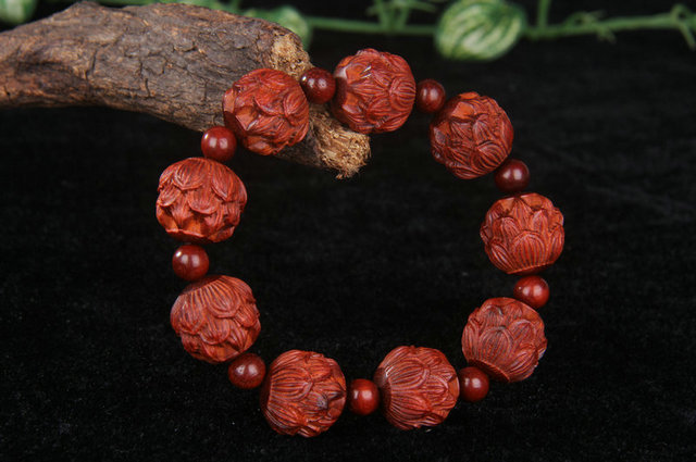 Leaflet rosewood lotus carving bracelet 2.0CM