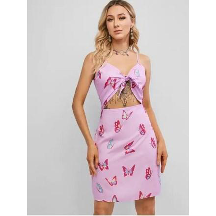 Butterfly Tie Front Cut Out Cami Dress