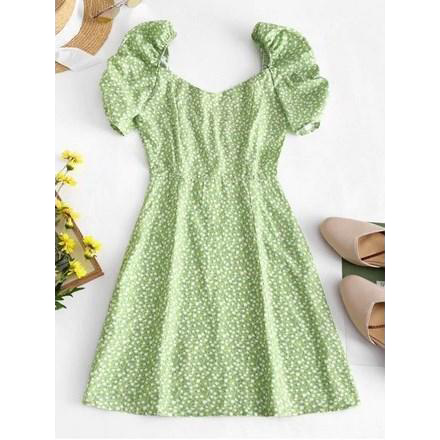 Ditsy Floral Puff Sleeve Milkmaid Dress